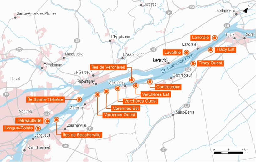 Figure 5: Potential Sites for Montreal Port Authority Expansion Activities