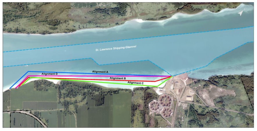 Figure 6: Wharf Alignment Options Considered
