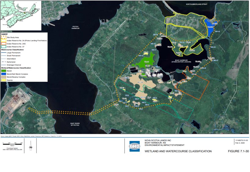 Watercourses (WC) and wetlands (WL) identified in the SSA.